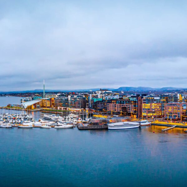 Vue panoramique sur le fjord et la ville d'Oslo