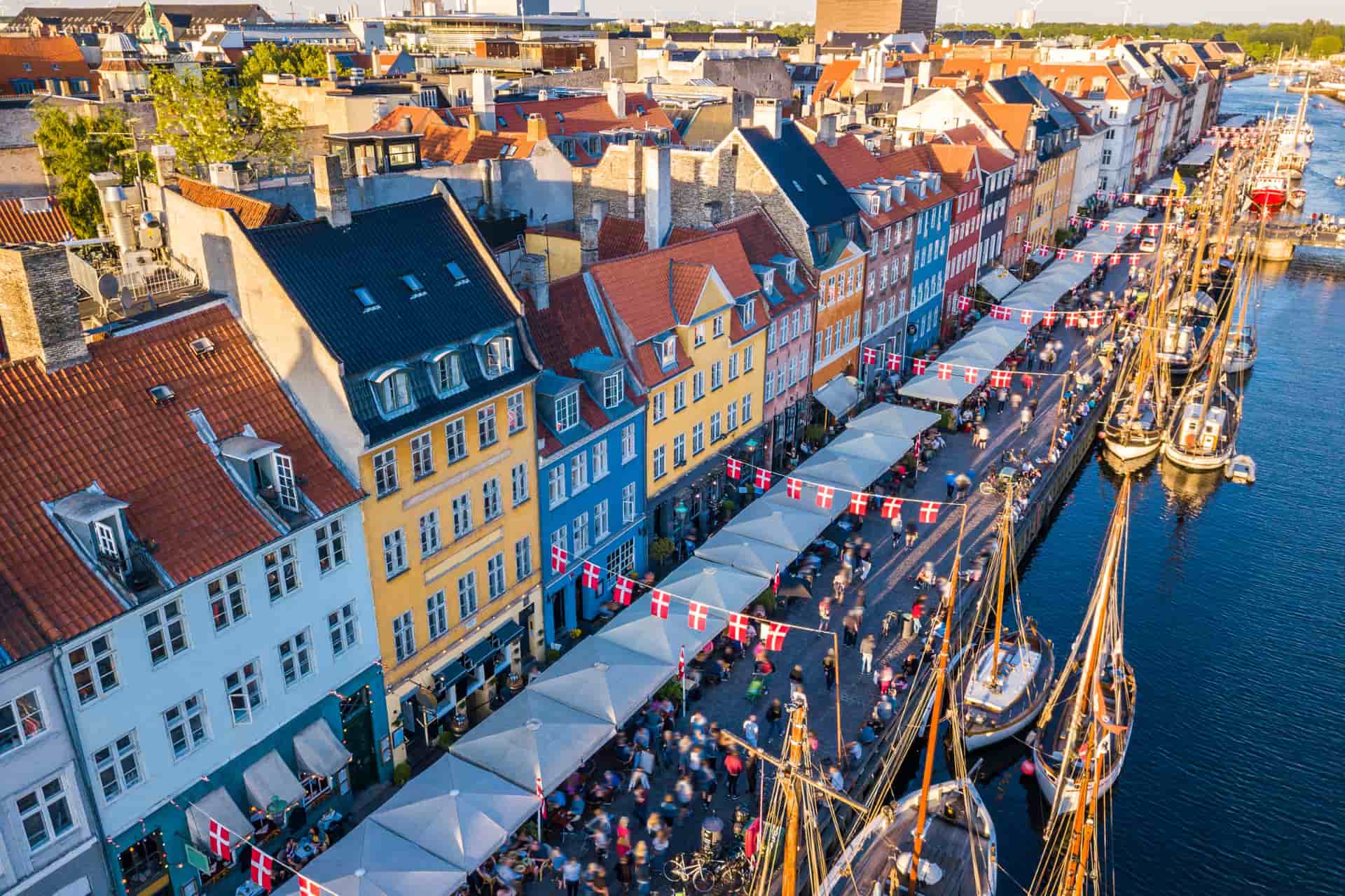 Vue aérienne du quartier de Nyhavn