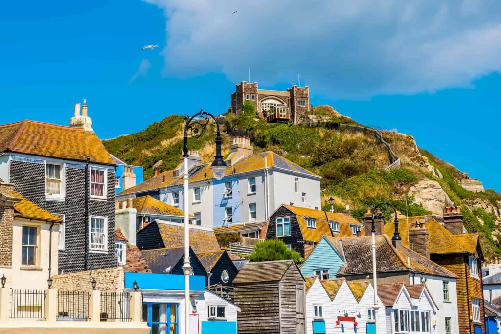 Vieille ville de Hastings et East Hill lors d'un séjour linguistique en résidence.