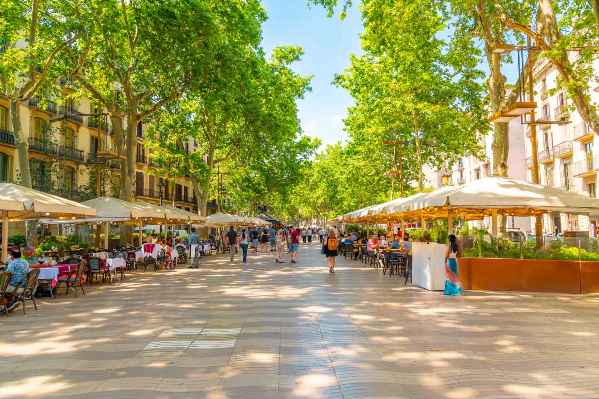 Promenade sur La Rambla pendant une colonie de vacances Barcelone printemps.