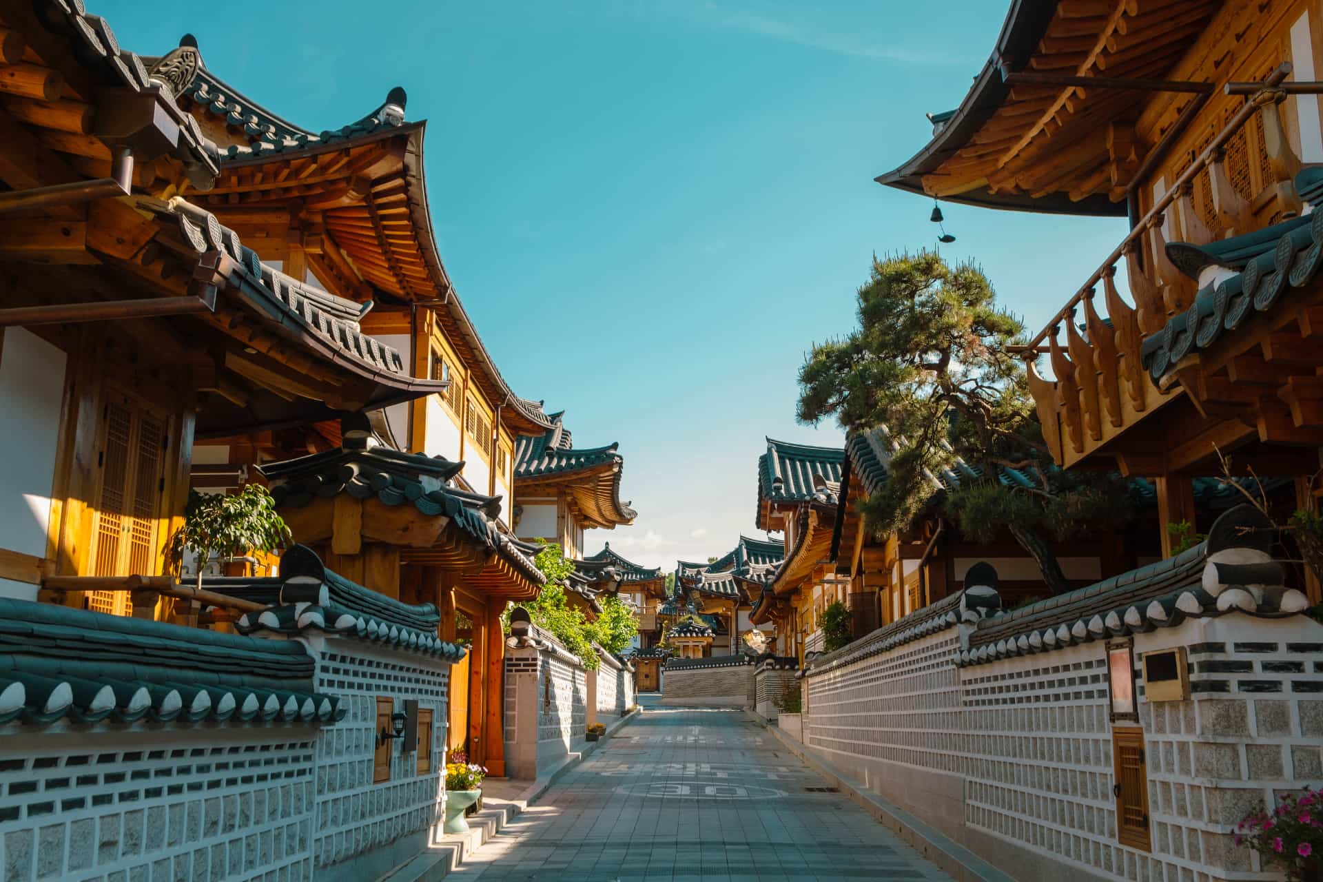 Village Hanok lors d'une colonie de vacances Séoul printemps.