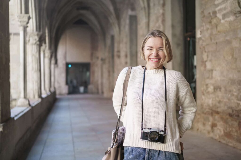 Adult participant exploring France during a cultural exchange program