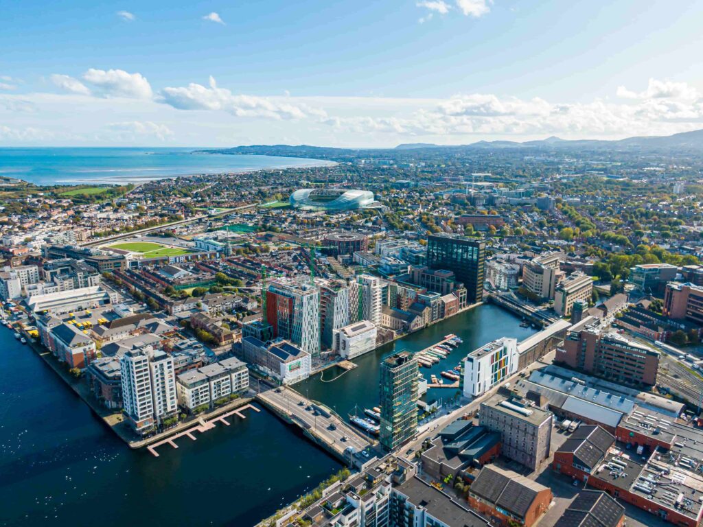 Vue aérienne de Dublin durant un séjour linguistique